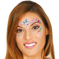 Bijoux adhésifs pour le visage avec larmes et cercles multicolores