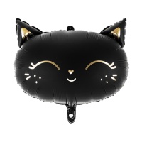 Ballon Silhouette Tête de Chat Noir de 48 x 36 cm - PartyDeco