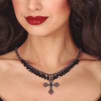 Collier croix avec pierres noires