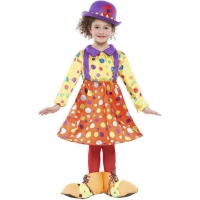 Déguisement de clown coloré à pois pour fille