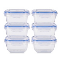 Tupper carré de 900 ml en plastique - 6 unités