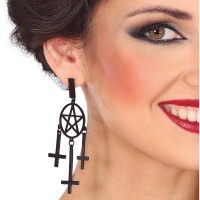 Boucles d'oreilles croix sataniques de 8 cm