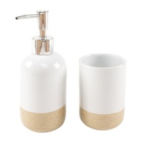 Set de bain bicolore blanc - 2 pièces