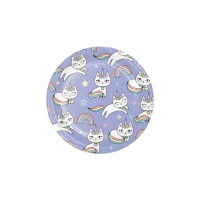 Assiettes chat licorne de 17 cm - 8 unités