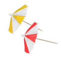 Piques de couleurs en forme de parasol avec rayures de 10 cm - 10 unités