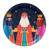 Assiettes des Rois Mages avec étoiles de 23 cm - 8 unités