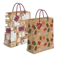 Sac cadeau de Noël Kraft 32 x 26 x 10 cm - 1 unité