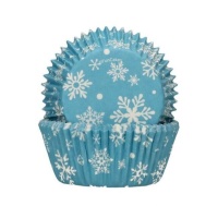 Capsules pour cupcakes avec flocons de neige bleus - FunCakes - 48 unités