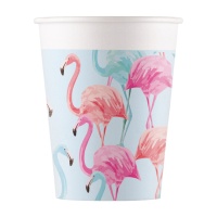 Gobelets flamants roses de 200 ml - 8 unités