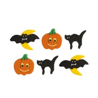 Figurines en sucre de citrouilles, chauves-souris et chats - Décorer - 6 unités