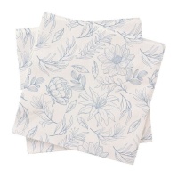 Serviettes à fleurs bleues de 16,5 cm - 20 unités