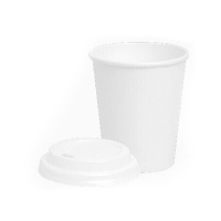 Gobelets de 200 ml en carton blanc avec couvercle percé - 25 unités