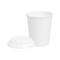 Gobelets de 250 ml en carton blanc avec couvercle troué - 25 unités