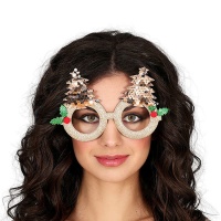 Lunettes avec arbres de Noël dorés