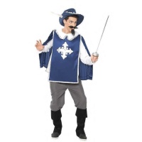 Costume de mousquetaire bleu marine et blanc pour homme