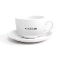 Tasse blanche de 450 ml Coffee avec soucoupe