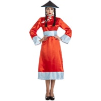 Costume oriental rouge et bleu pour femme