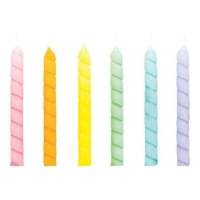 Bougies spirales pastel de 7 cm - 12 unités