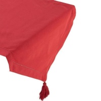 Chemin de table rouge de 50 cm avec ajour et pompons - 1,50 m