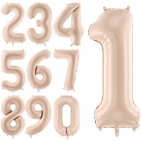 Ballon chiffre beige foncé de 72 cm - 1 unité