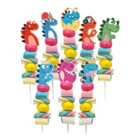 Brochette de guimauves dinos assorties de 40 gr