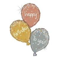 Ballon avec ballons Happy Birthday de 102 cm - Grabo