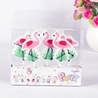 Bougies flamants roses de 3 x 5 cm - 6 unités