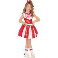 Costume de pom-pom girl rouge et blanc pour fille