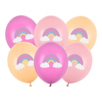 Ballons en latex Arc-en-ciel de 30 cm - 6 unités