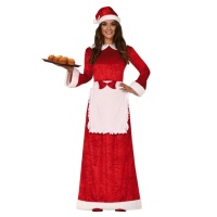 Déguisement de Mère Noël avec robe et tablier pour femme