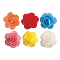 Gaufrettes de fleurs de rose assorties de 4,5 cm - Dekora - 50 unités