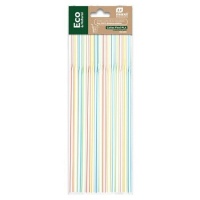 Pailles de 21 cm PLA rayées flexibles - Honest Green - 50 unités