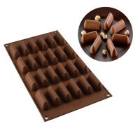 Moule pour barres pyramidales en chocolat en silicone de 17 x 29,5 cm - Silikomart - 24 cavités