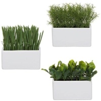 Plante artificielle avec pot rectangulaire blanc assorti de 15 x 14 cm