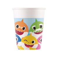 Gobelets Baby Shark compostables de 200 ml - 8 unités