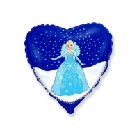 Ballon Snow Princess blonde de coeur de 45 cm - Conver Party