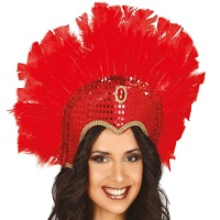 Coiffure de plumes rouges