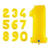 Ballon chiffre jaune fluo de 71 cm - Grabo - 1 unité