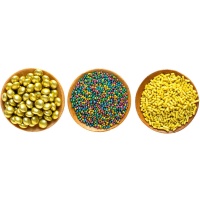 Kit de sprinkles assortis dorés et multicolores - 85 gr