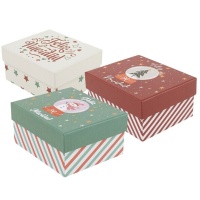 Boîte Joyeux Noël de 12 x 10 x 6 cm assortie - 1 unité