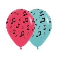 Ballons en latex avec des notes de musique Tik Tok de 30 cm - 12 unités