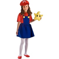 Costume de super plombier rouge et bleu pour fille