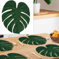 Feuilles de monstera en plastique de 34 x 30 cm - 4 unités