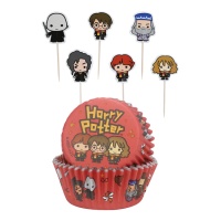 Capsules pour cupcakes avec picks de Harry Potter - 24 unités