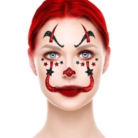 Bijoux adhésifs faciaux clown paillettes