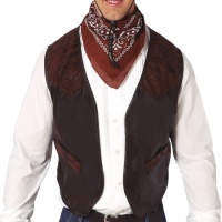 Gilet de cowboy simulant le cuir marron pour adulte