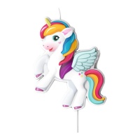 Bougie 3D de licorne avec ailes de 8 x 6,2 cm - Dekora