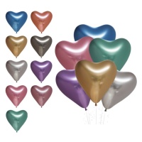 Ballons en latex de 30 cm chromés biodégradables en forme de coeur - Ballons Nordic - 6 unités