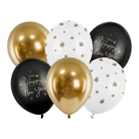 Ballons en latex Happy New Year de 30 cm - PartyDeco - 6 unités