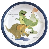 Assiettes de Dinosaures Préhistoriques de 23 cm - 8 unités